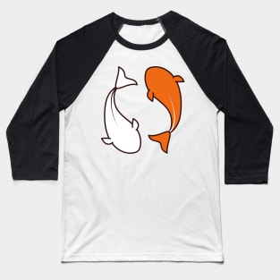 Koi Fish Ying & Yang Minimalist Design Baseball T-Shirt